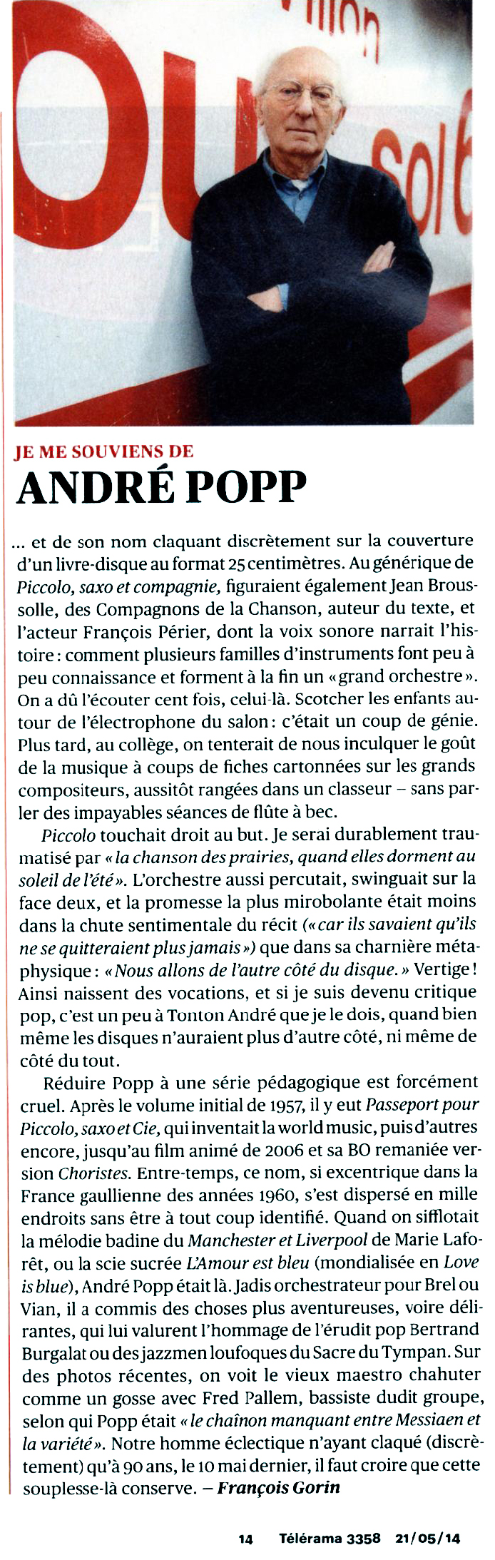 André Popp Hommage Telerama